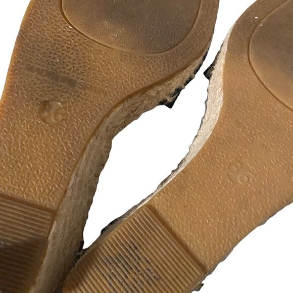 Vince Sophie Leather Espadrille Wedge size EU 36 US 6 Black Jute Rope - Picture 11 of 13